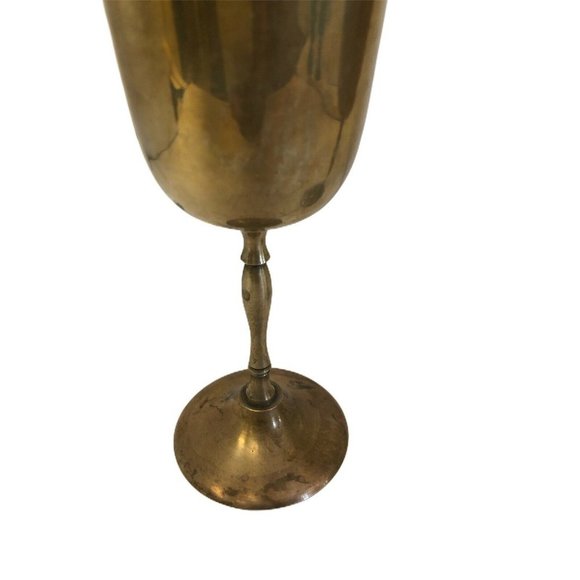 Brass Goblets Decorative Wine Cups Chalice Stem Glasses Set Of 2 Weddings - Picture 4 of 9